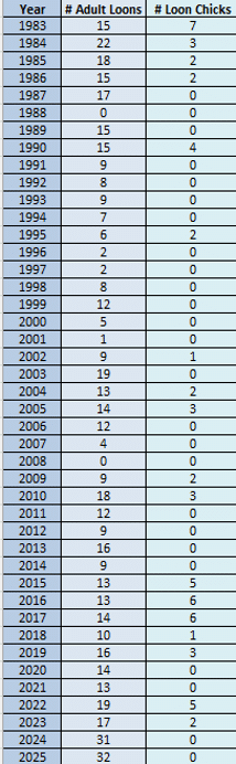 Loon Count Chart 2025